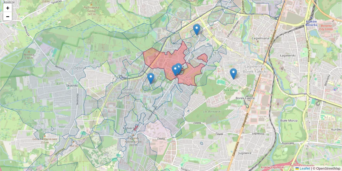 Szczegółowa mapa kodu pocztowego 30-384 z granicami, sąsiednimi kodami pocztowymi i urzędami pocztowymi
