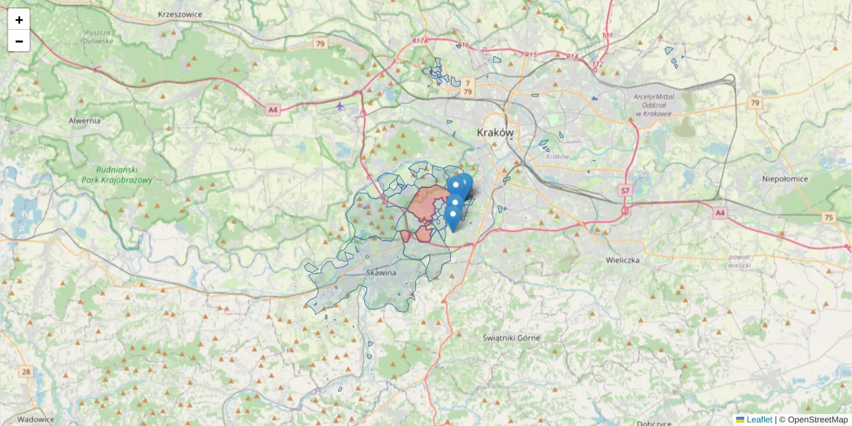 Szczegółowa mapa kodu pocztowego 30-394 z granicami, sąsiednimi kodami pocztowymi i urzędami pocztowymi