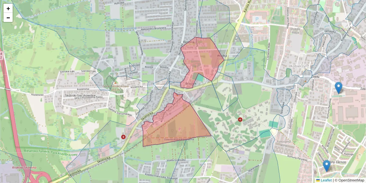 Szczegółowa mapa kodu pocztowego 30-396 z granicami, sąsiednimi kodami pocztowymi i urzędami pocztowymi