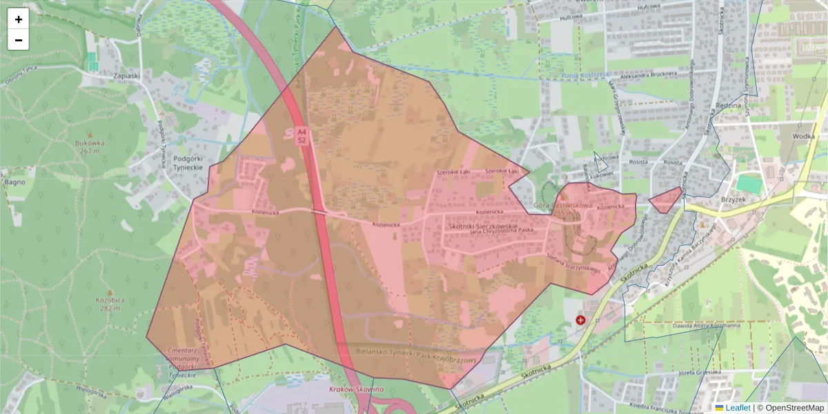 Szczegółowa mapa kodu pocztowego 30-397 z granicami, sąsiednimi kodami pocztowymi i urzędami pocztowymi