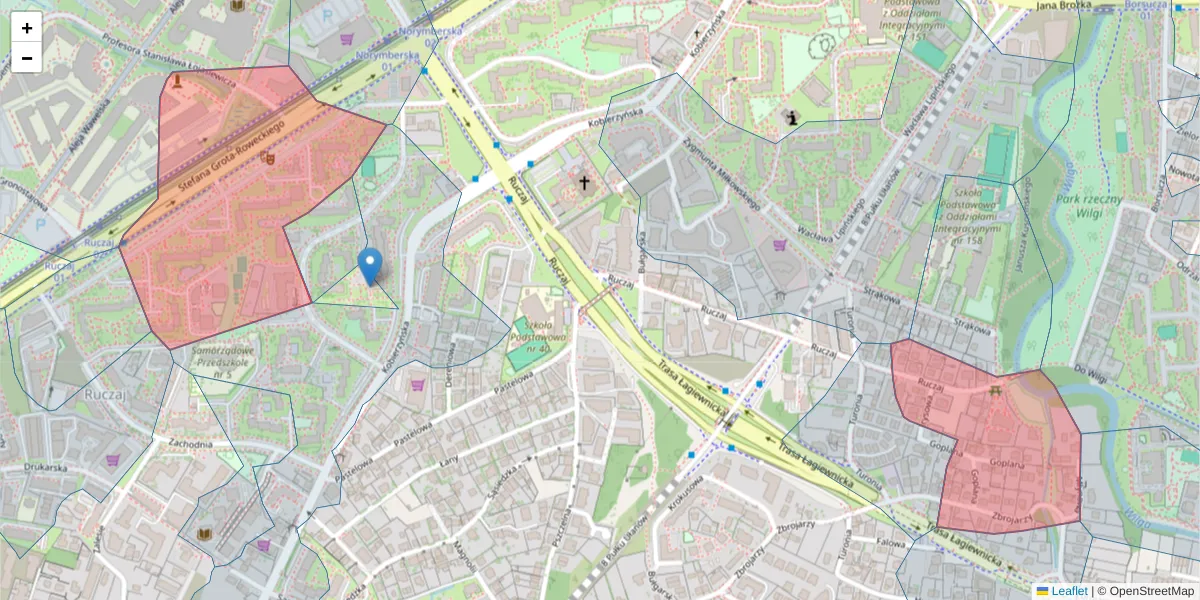 Szczegółowa mapa kodu pocztowego 30-411 z granicami, sąsiednimi kodami pocztowymi i urzędami pocztowymi
