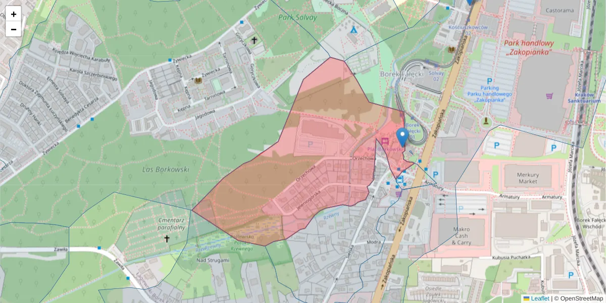 Szczegółowa mapa kodu pocztowego 30-422 z granicami, sąsiednimi kodami pocztowymi i urzędami pocztowymi