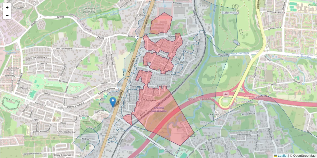 Szczegółowa mapa kodu pocztowego 30-432 z granicami, sąsiednimi kodami pocztowymi i urzędami pocztowymi