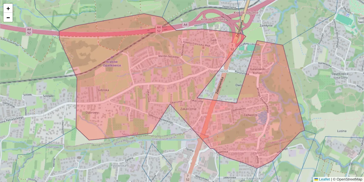 Szczegółowa mapa kodu pocztowego 30-499 z granicami, sąsiednimi kodami pocztowymi i urzędami pocztowymi