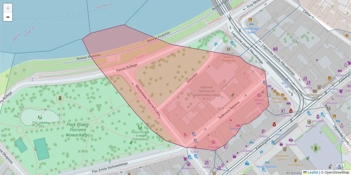 Szczegółowa mapa kodu pocztowego 30-510 z granicami, sąsiednimi kodami pocztowymi i urzędami pocztowymi