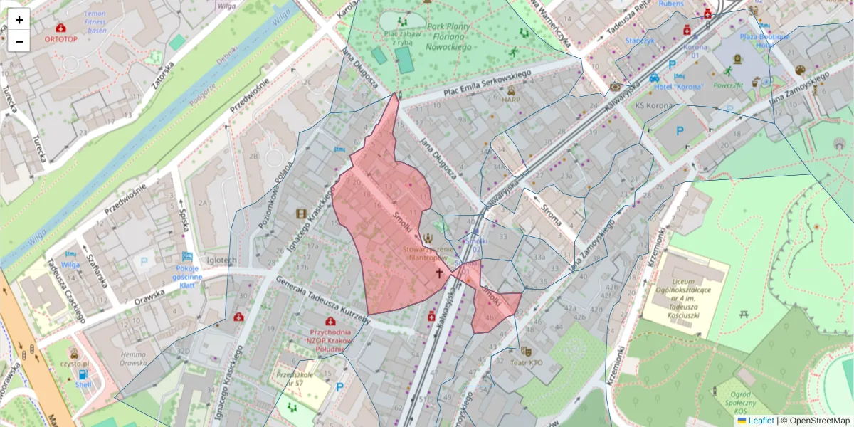 Szczegółowa mapa kodu pocztowego 30-513 z granicami, sąsiednimi kodami pocztowymi i urzędami pocztowymi