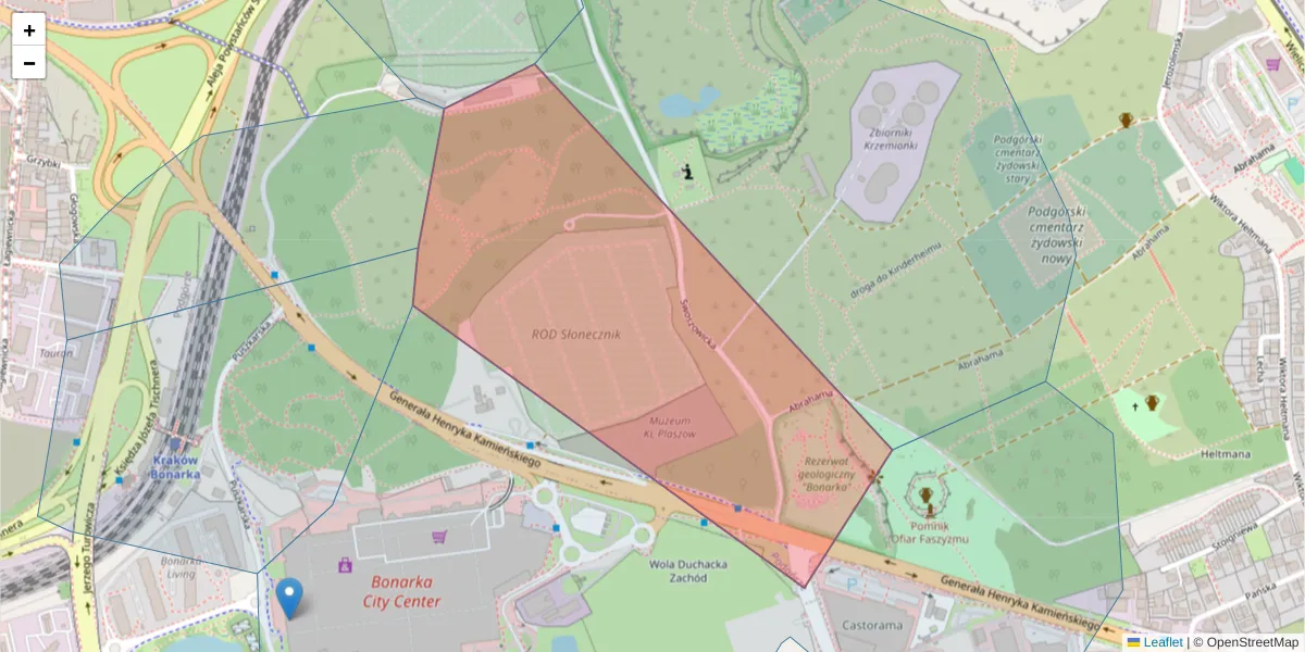 Szczegółowa mapa kodu pocztowego 30-524 z granicami, sąsiednimi kodami pocztowymi i urzędami pocztowymi