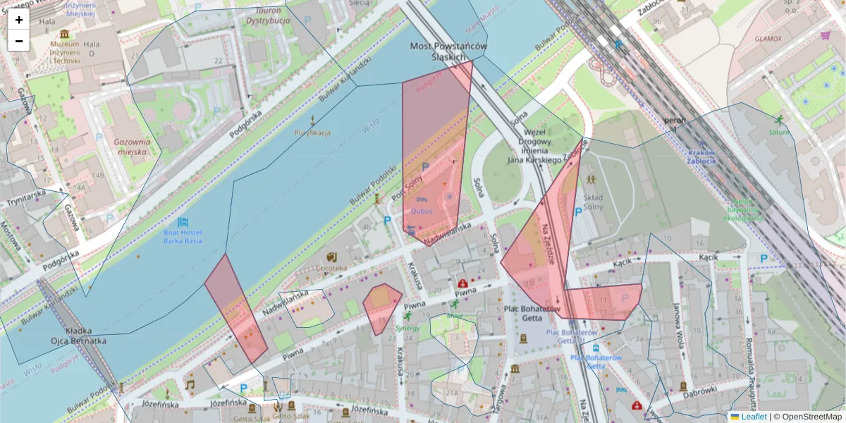Szczegółowa mapa kodu pocztowego 30-527 z granicami, sąsiednimi kodami pocztowymi i urzędami pocztowymi