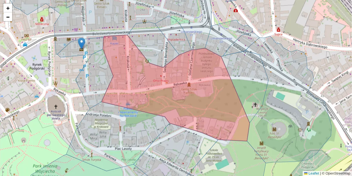 Szczegółowa mapa kodu pocztowego 30-535 z granicami, sąsiednimi kodami pocztowymi i urzędami pocztowymi