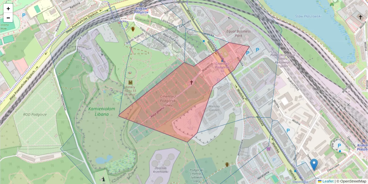 Szczegółowa mapa kodu pocztowego 30-544 z granicami, sąsiednimi kodami pocztowymi i urzędami pocztowymi