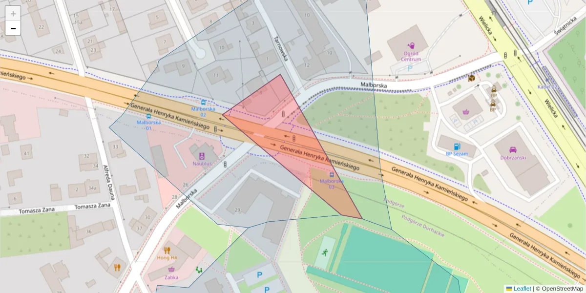 Szczegółowa mapa kodu pocztowego 30-563 z granicami, sąsiednimi kodami pocztowymi i urzędami pocztowymi