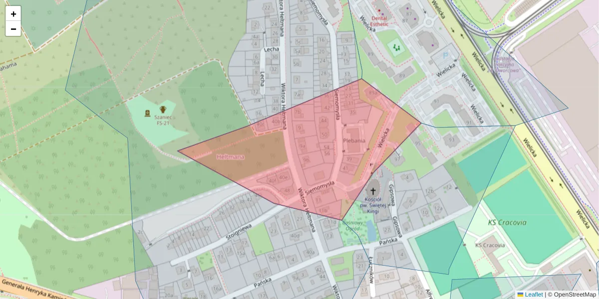 Szczegółowa mapa kodu pocztowego 30-571 z granicami, sąsiednimi kodami pocztowymi i urzędami pocztowymi
