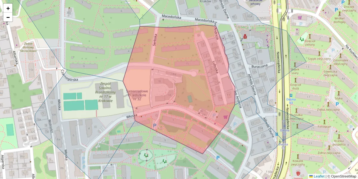 Szczegółowa mapa kodu pocztowego 30-630 z granicami, sąsiednimi kodami pocztowymi i urzędami pocztowymi