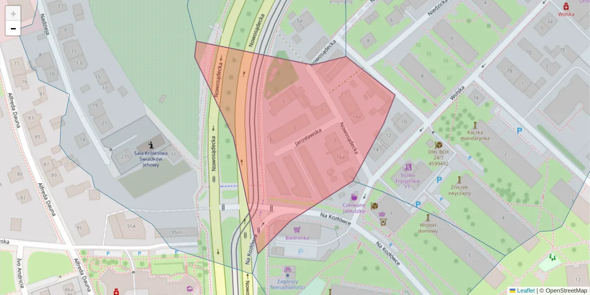 Szczegółowa mapa kodu pocztowego 30-641 z granicami, sąsiednimi kodami pocztowymi i urzędami pocztowymi