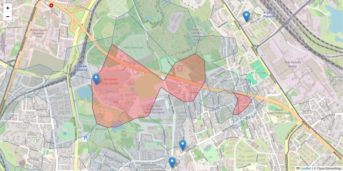 Szczegółowa mapa kodu pocztowego 30-644 z granicami, sąsiednimi kodami pocztowymi i urzędami pocztowymi