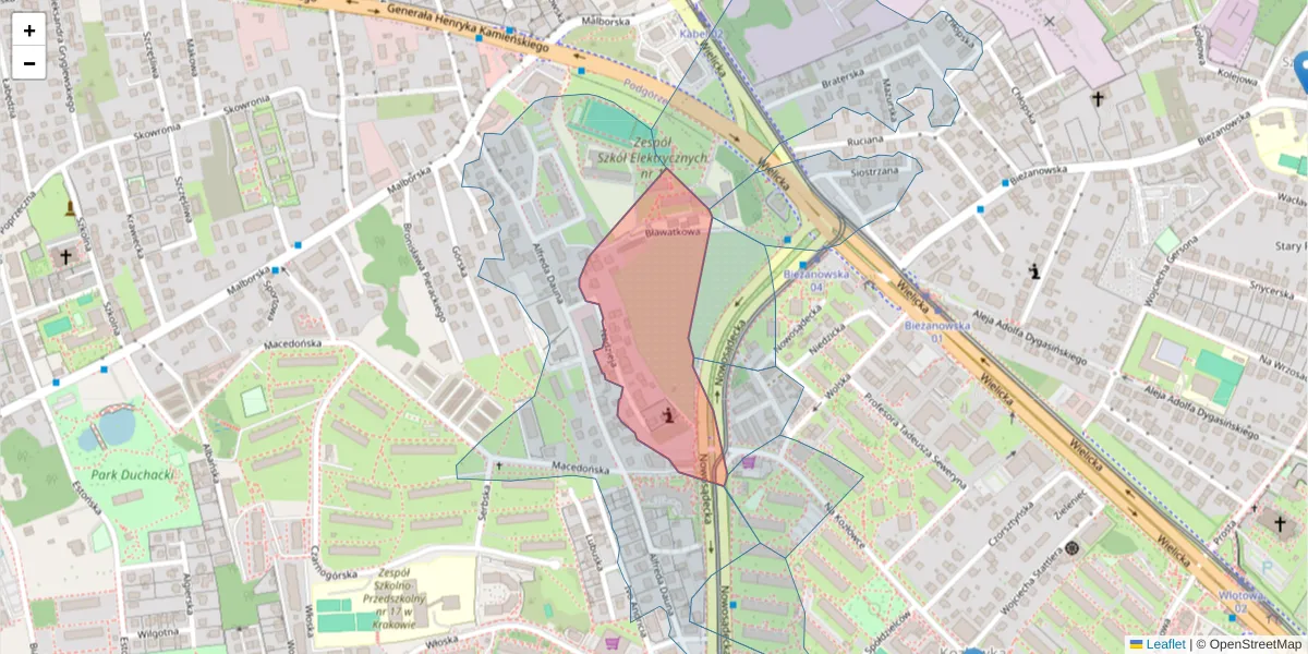 Szczegółowa mapa kodu pocztowego 30-645 z granicami, sąsiednimi kodami pocztowymi i urzędami pocztowymi