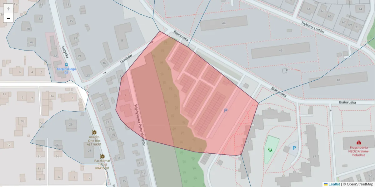 Szczegółowa mapa kodu pocztowego 30-659 z granicami, sąsiednimi kodami pocztowymi i urzędami pocztowymi