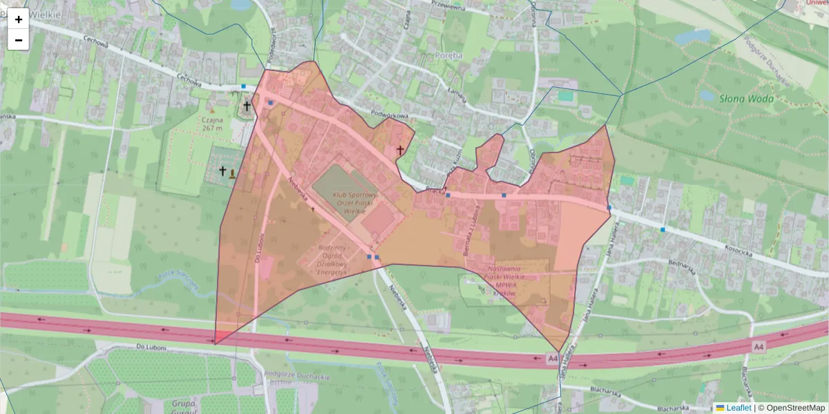 Szczegółowa mapa kodu pocztowego 30-687 z granicami, sąsiednimi kodami pocztowymi i urzędami pocztowymi