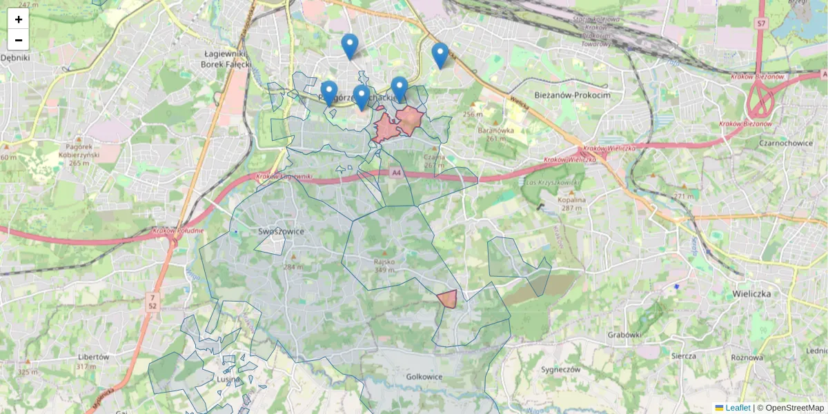 Szczegółowa mapa kodu pocztowego 30-693 z granicami, sąsiednimi kodami pocztowymi i urzędami pocztowymi