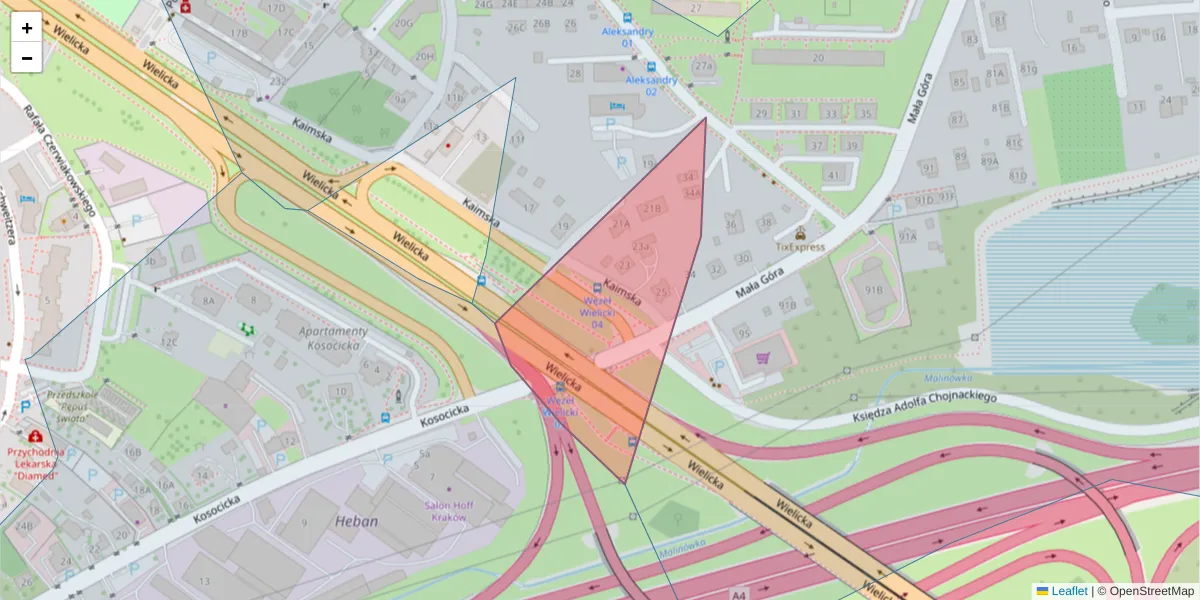 Szczegółowa mapa kodu pocztowego 30-696 z granicami, sąsiednimi kodami pocztowymi i urzędami pocztowymi
