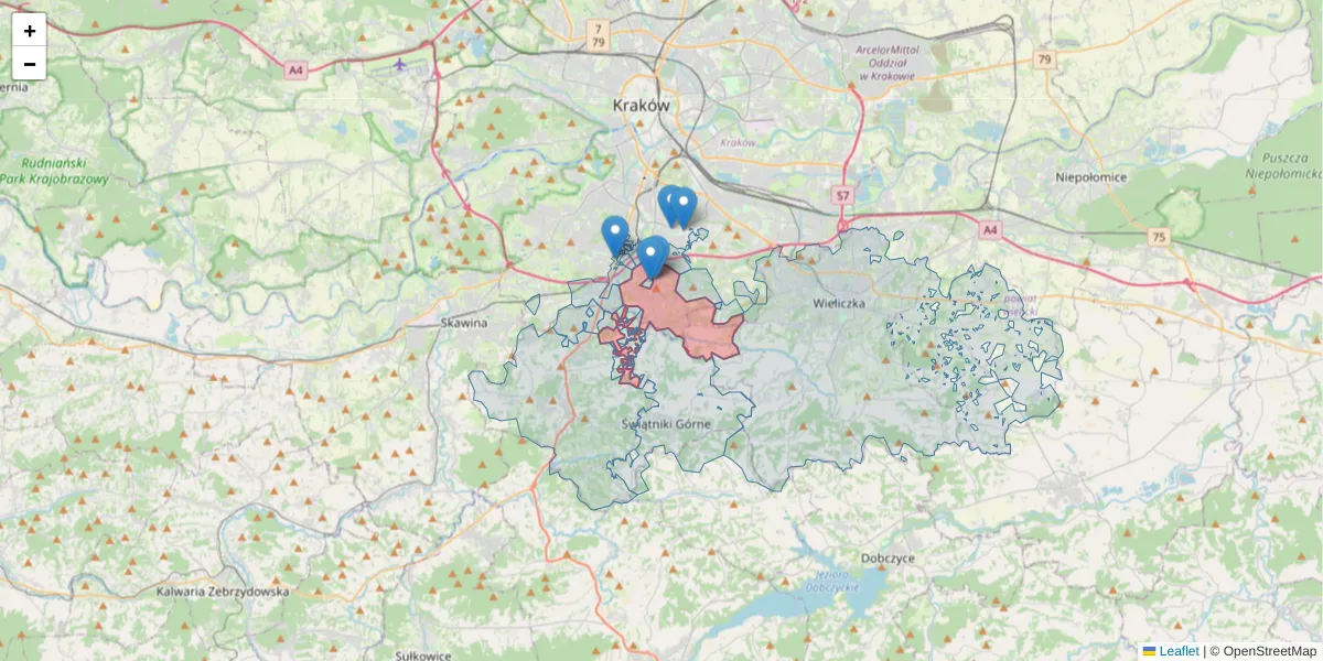 Szczegółowa mapa kodu pocztowego 30-698 z granicami, sąsiednimi kodami pocztowymi i urzędami pocztowymi