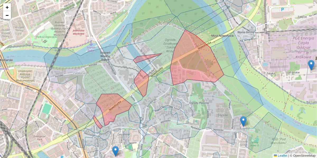 Szczegółowa mapa kodu pocztowego 30-728 z granicami, sąsiednimi kodami pocztowymi i urzędami pocztowymi