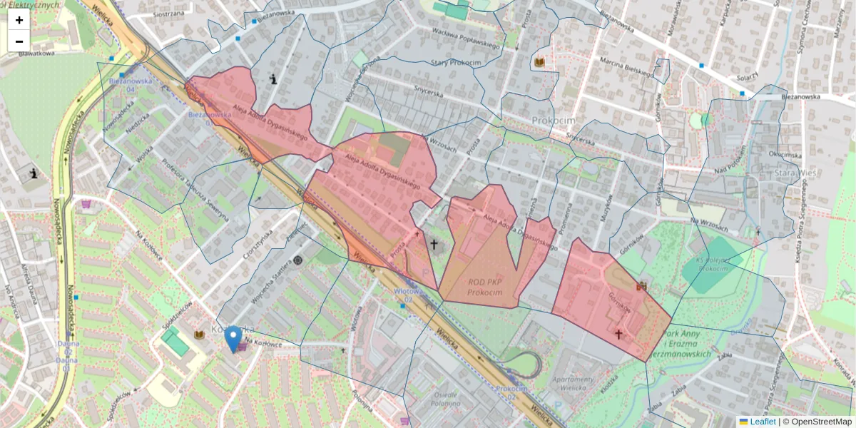 Szczegółowa mapa kodu pocztowego 30-820 z granicami, sąsiednimi kodami pocztowymi i urzędami pocztowymi