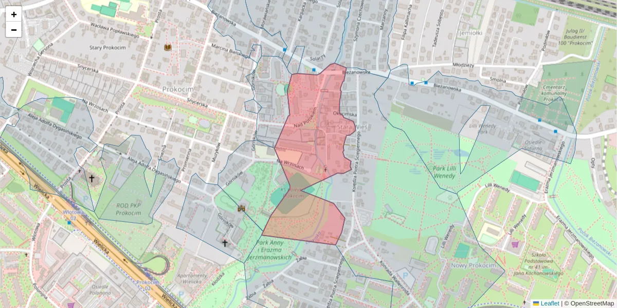 Szczegółowa mapa kodu pocztowego 30-830 z granicami, sąsiednimi kodami pocztowymi i urzędami pocztowymi