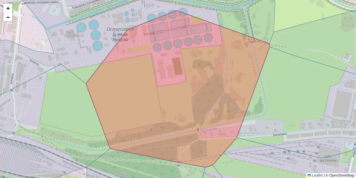 Szczegółowa mapa kodu pocztowego 30-831 z granicami, sąsiednimi kodami pocztowymi i urzędami pocztowymi