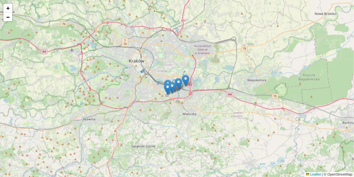 Szczegółowa mapa kodu pocztowego 30-851 z granicami, sąsiednimi kodami pocztowymi i urzędami pocztowymi