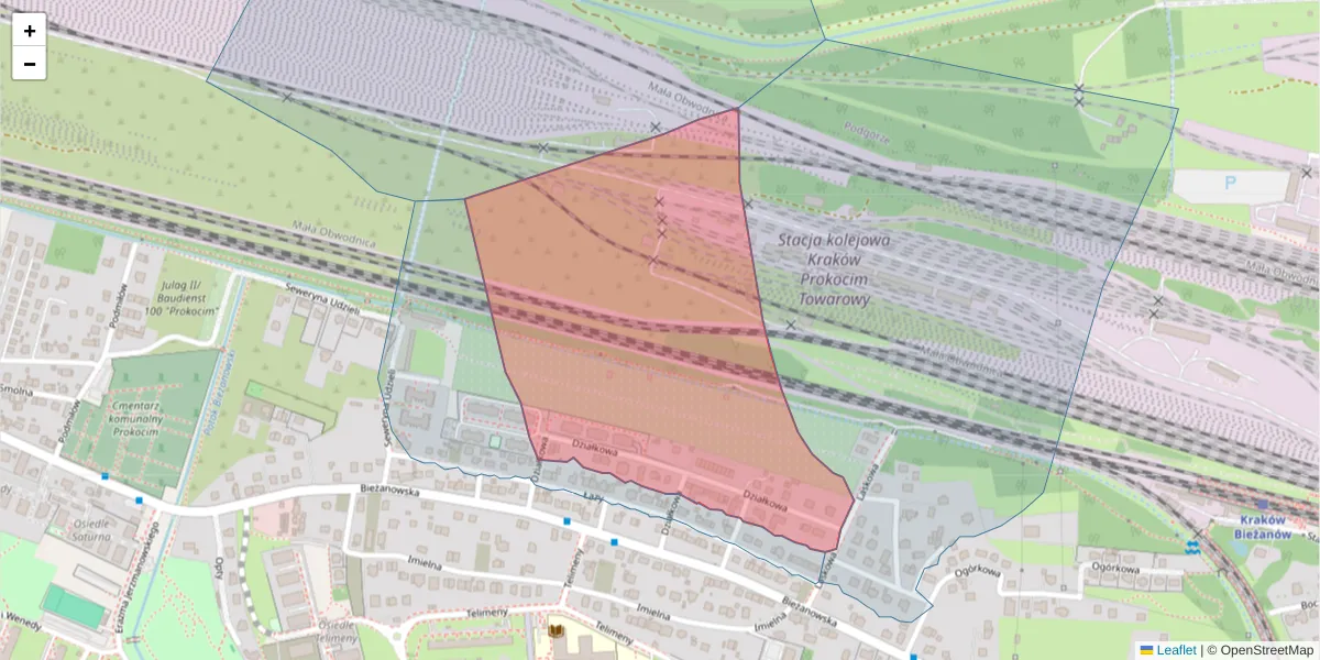 Szczegółowa mapa kodu pocztowego 30-854 z granicami, sąsiednimi kodami pocztowymi i urzędami pocztowymi