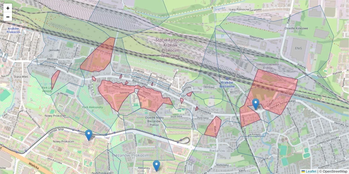 Szczegółowa mapa kodu pocztowego 30-856 z granicami, sąsiednimi kodami pocztowymi i urzędami pocztowymi