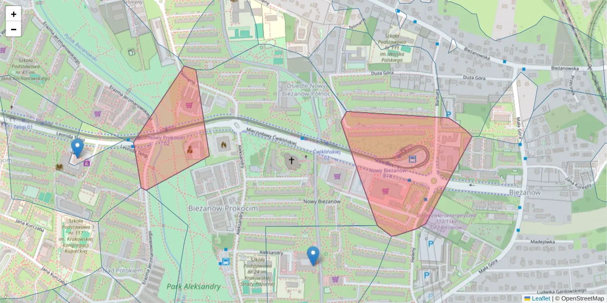 Szczegółowa mapa kodu pocztowego 30-863 z granicami, sąsiednimi kodami pocztowymi i urzędami pocztowymi