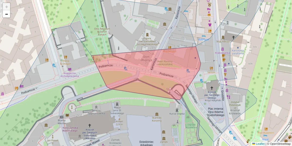 Szczegółowa mapa kodu pocztowego 31-003 z granicami, sąsiednimi kodami pocztowymi i urzędami pocztowymi