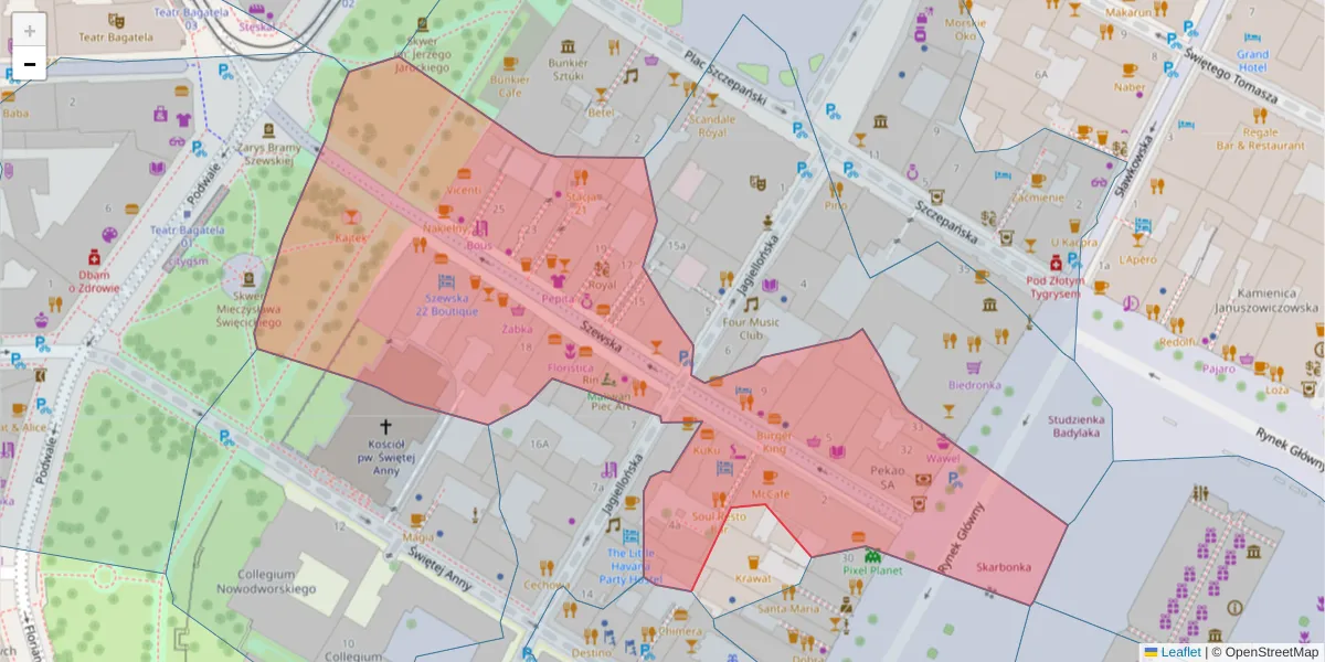 Szczegółowa mapa kodu pocztowego 31-009 z granicami, sąsiednimi kodami pocztowymi i urzędami pocztowymi