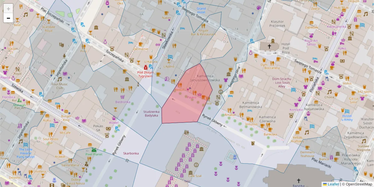 Szczegółowa mapa kodu pocztowego 31-013 z granicami, sąsiednimi kodami pocztowymi i urzędami pocztowymi