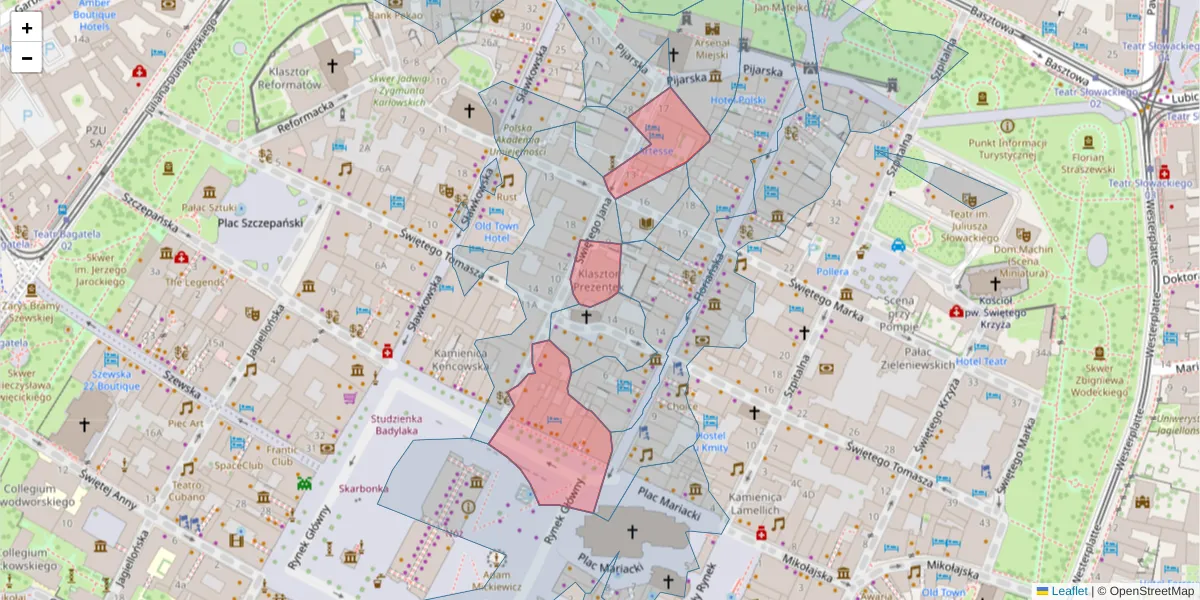 Szczegółowa mapa kodu pocztowego 31-017 z granicami, sąsiednimi kodami pocztowymi i urzędami pocztowymi