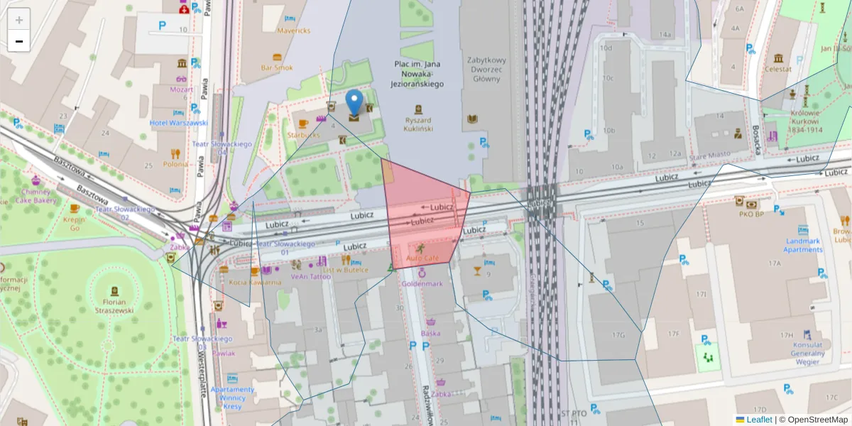 Szczegółowa mapa kodu pocztowego 31-026 z granicami, sąsiednimi kodami pocztowymi i urzędami pocztowymi