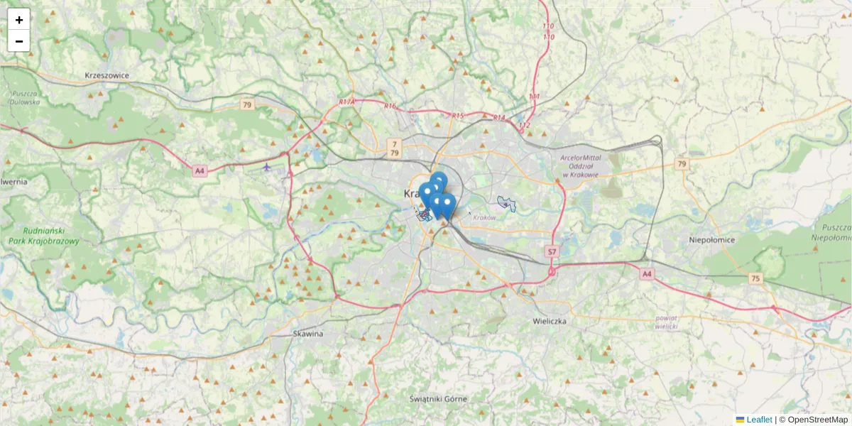 Szczegółowa mapa kodu pocztowego 31-065 z granicami, sąsiednimi kodami pocztowymi i urzędami pocztowymi