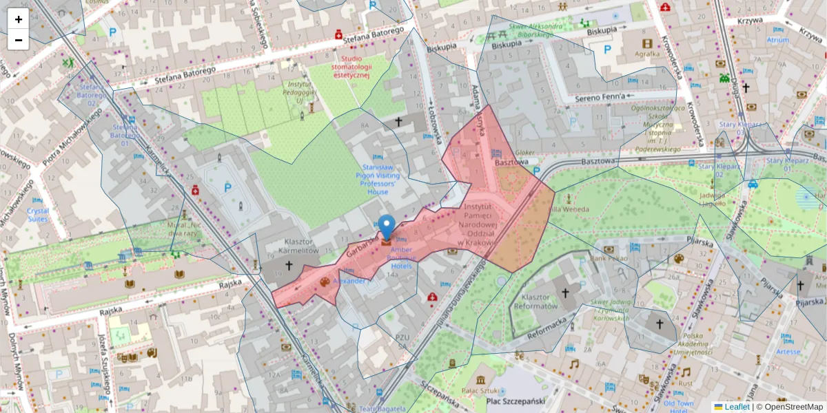 Szczegółowa mapa kodu pocztowego 31-132 z granicami, sąsiednimi kodami pocztowymi i urzędami pocztowymi