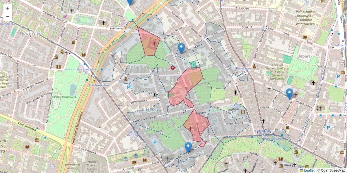 Szczegółowa mapa kodu pocztowego 31-140 z granicami, sąsiednimi kodami pocztowymi i urzędami pocztowymi