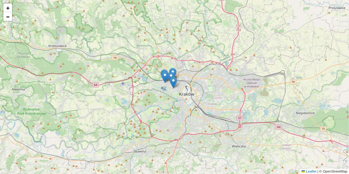 Szczegółowa mapa kodu pocztowego 31-145 z granicami, sąsiednimi kodami pocztowymi i urzędami pocztowymi