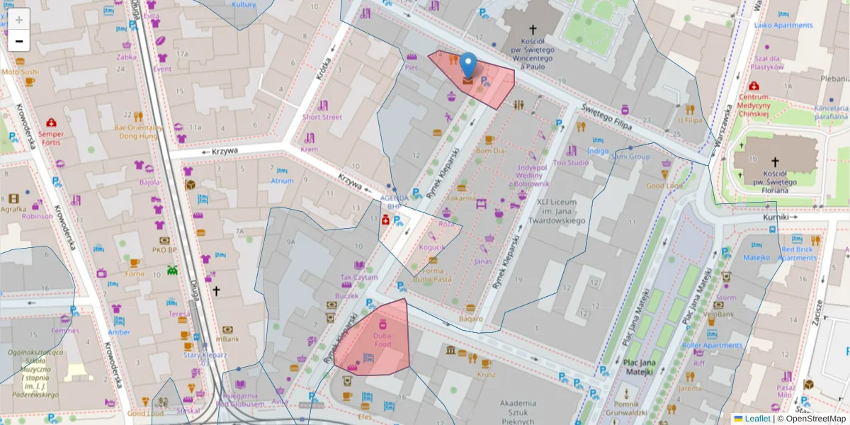 Szczegółowa mapa kodu pocztowego 31-151 z granicami, sąsiednimi kodami pocztowymi i urzędami pocztowymi