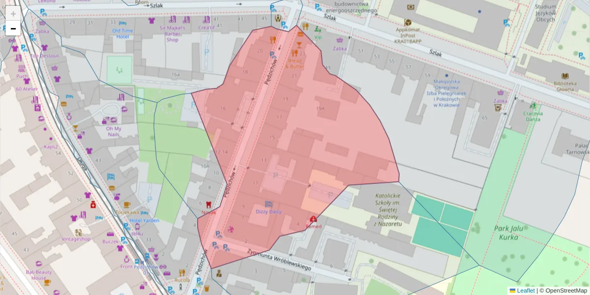 Szczegółowa mapa kodu pocztowego 31-152 z granicami, sąsiednimi kodami pocztowymi i urzędami pocztowymi