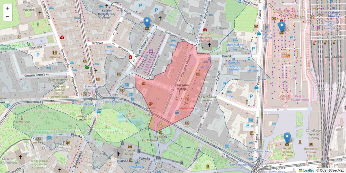 Szczegółowa mapa kodu pocztowego 31-157 z granicami, sąsiednimi kodami pocztowymi i urzędami pocztowymi