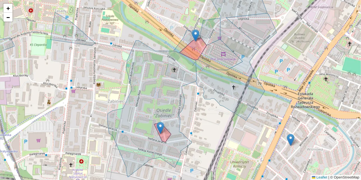 Szczegółowa mapa kodu pocztowego 31-200 z granicami, sąsiednimi kodami pocztowymi i urzędami pocztowymi