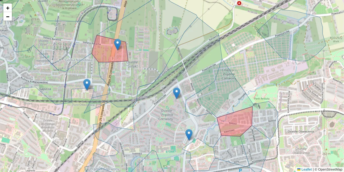 Szczegółowa mapa kodu pocztowego 31-241 z granicami, sąsiednimi kodami pocztowymi i urzędami pocztowymi