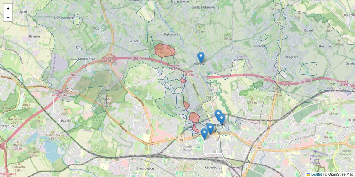 Szczegółowa mapa kodu pocztowego 31-262 z granicami, sąsiednimi kodami pocztowymi i urzędami pocztowymi