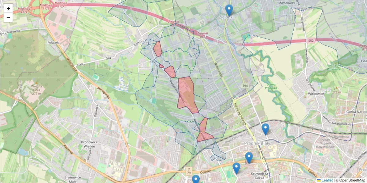 Szczegółowa mapa kodu pocztowego 31-263 z granicami, sąsiednimi kodami pocztowymi i urzędami pocztowymi