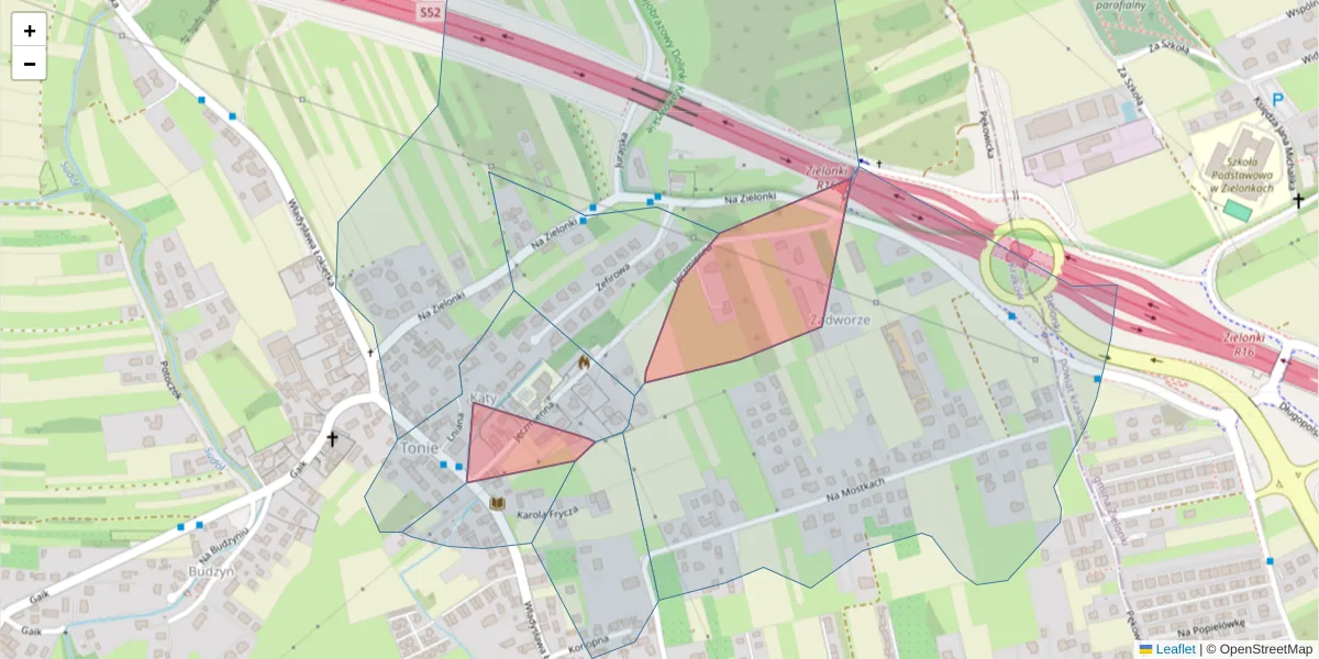 Szczegółowa mapa kodu pocztowego 31-268 z granicami, sąsiednimi kodami pocztowymi i urzędami pocztowymi